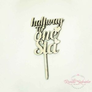 Cake topper lemn personalizat halfway to one